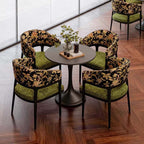 Etlegor Wooden Dining Chairs, Upholstered Armless Kitchen with Curved Back for Restaurant, Cafe, Living Room(Green,4PCS)