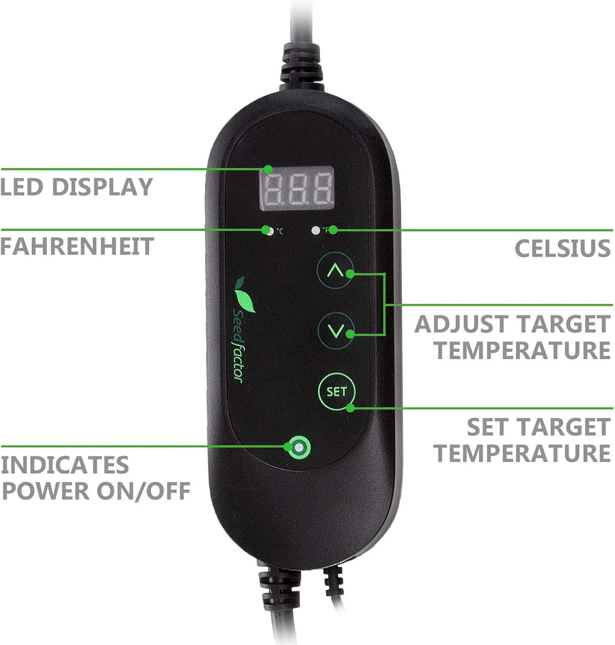 Seedfactor MET Certified Seedling Heat Mat with 50℉~108℉ Digital Thermostat Controller for Seed Germination (20" x 20")