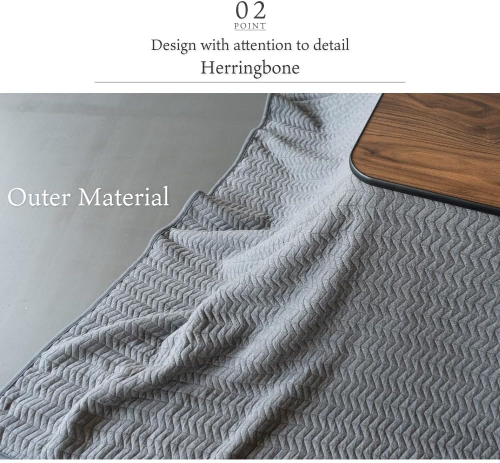 Kotatsu Blanket, Kotatsu Futon, Reversible 100% Polyester Fabric Material, Home and Living, Blanket for kotatsu Heater… (Dark Gray, Square)
