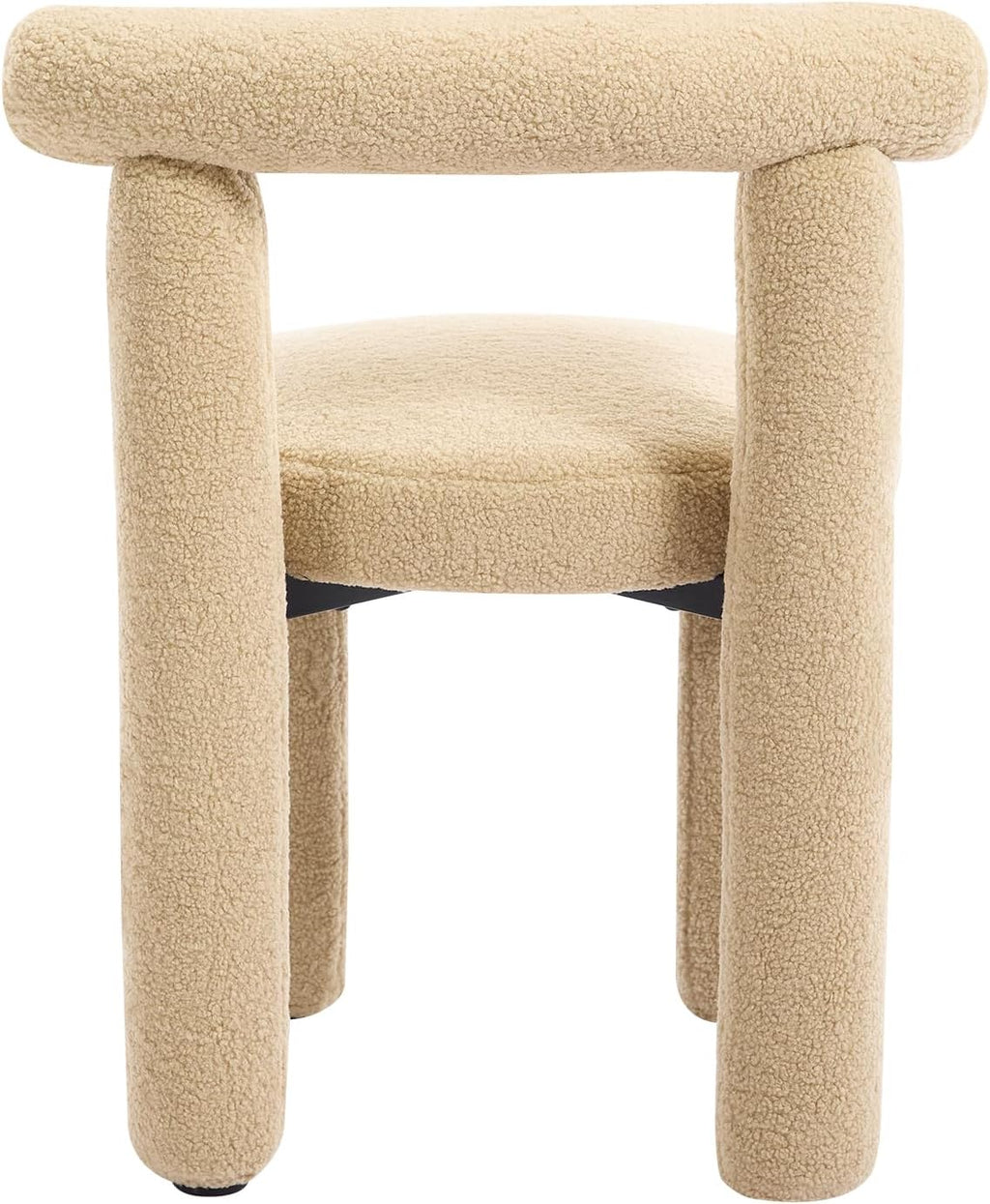 Modern Sherpa Dining Chair Set of 2, Camel | Soft Boucle Upholstery, Curved Back, for Kitchen Dining Room, Plush Padded Seat, Space Saving Side Chairs, for Living Room