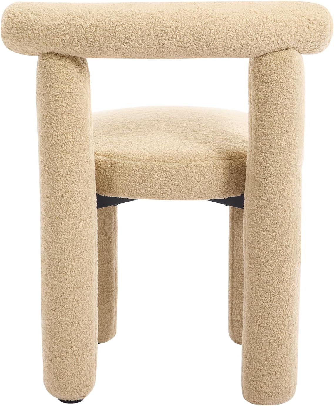Modern Sherpa Dining Chair Set of 2, Camel | Soft Boucle Upholstery, Curved Back, for Kitchen Dining Room, Plush Padded Seat, Space Saving Side Chairs, for Living Room