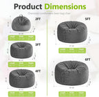 Homguava 6FT Bean Bag Chairs for Adults,Giant Adult Bean Bag Chair,BeanBag | Large Beanbag Chair with Foam Filled,Bean Bag Sofa with Handle&Pocket,Washable Velvet Cover Bedroom,Living Room-Grey