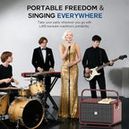 320W Peak Power Karaoke Machine with Rich Deep Bass for Adults Portable Bluetooth Singing PA Speaker System Bass/Treble Adjustment with 2 UHF Wireless Microphones for Home Party Wedding Outdoor