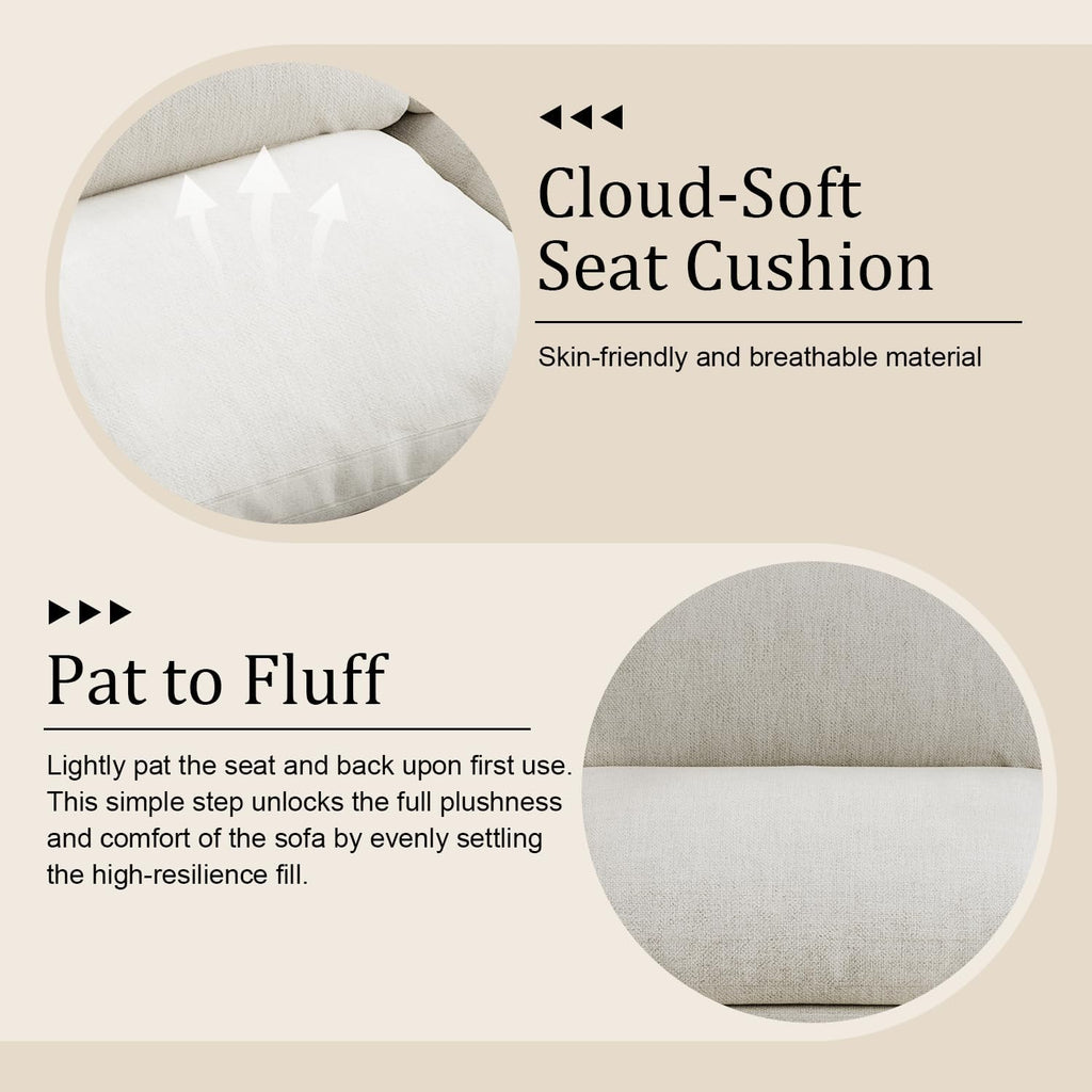Modular Sectional Sofa Cloud Couch,Down Filled Comfy Cloud Modern Sofa,Light Beige Linen L Shape Oversized Couch Cushion Covers Removable Furniture for Living Room