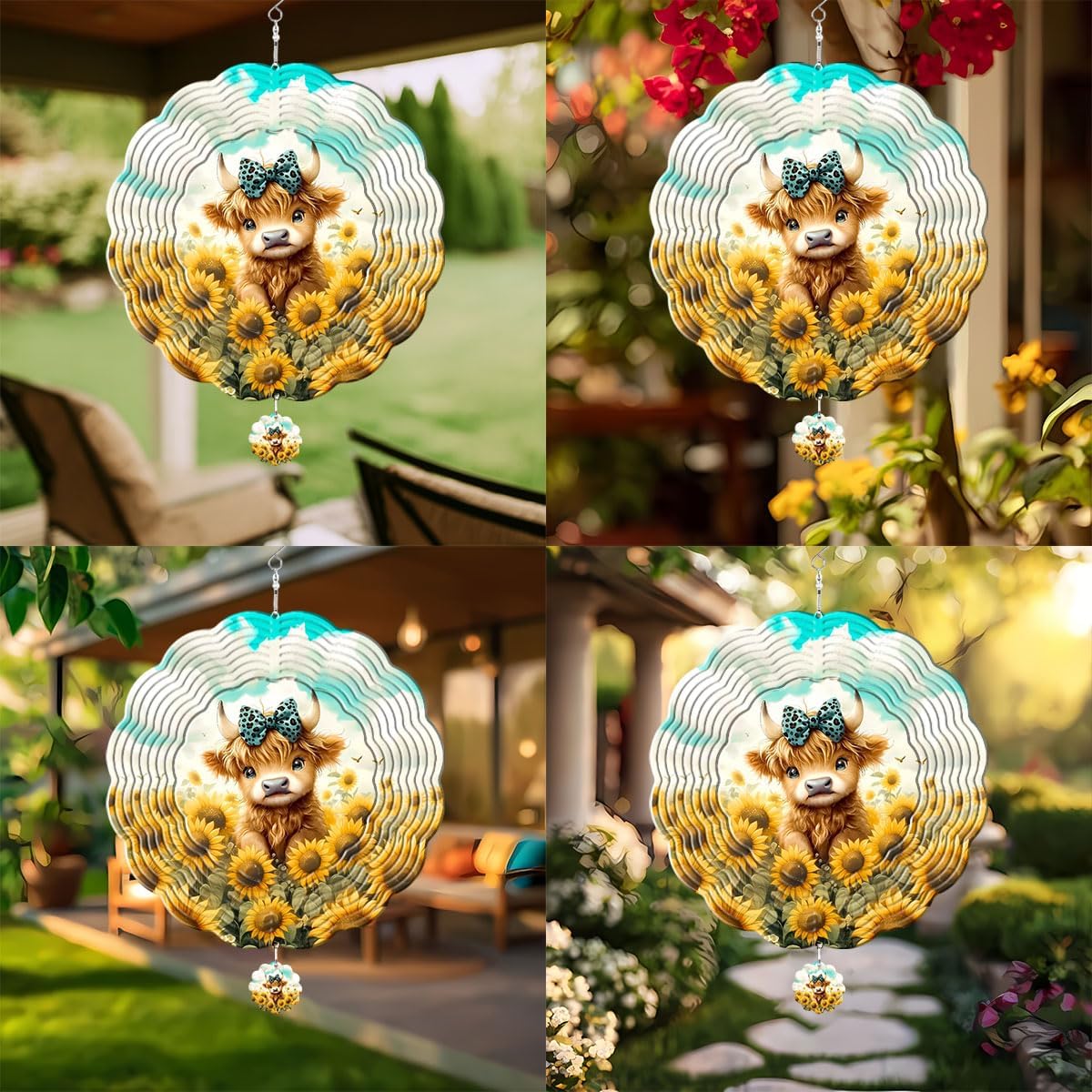 Hummingbird Hanging Wind Spinners for Women Men, 12 Inch Metal 3D, Stainless Steel Hanging Wind Catchers Sculpture for Outside, Christmas Decoration Garden, Unique Gift Xmas