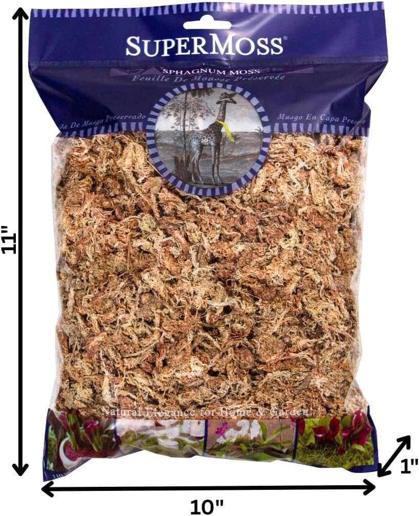 SuperMoss (22306) Orchid Sphagnum Moss, Premium Grade Long Fiber Superior Water Retention for Orchids and Nursery Plants, 175 Cu. in. (Appx. 4 Oz)