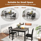 GOFLAME 3-Piece Dining Table Set for 2, Wooden Square Kitchen Table with 2 Upholstered Chairs, Space-Saving Dining Room Furniture Set for Dining Room, Breakfast Nook, Small Space, Grey & Black