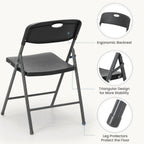 DUMOS Folding Chairs 2 Pack, Dining Chairs, Outdoor Home Office | Plastic Portable Stackable, Metal Frame, Indoor Party Event, Wedding Birthday, Black
