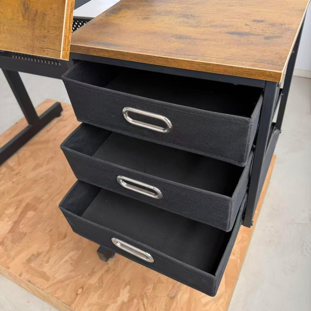 Wood Adjustable Drafting Table with Stool & 3 Drawers, Tilting Art Desk for Drawing & Crafting, Multi-Functional Study & Office Desk
