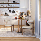 POVISON Round Dining Table, 35" Modern Sintered Stone Kitchen Table for 2 with Stable Carbon Steel Base, Pandora Small Circle Dining Room Tables for Kitchen, Living Room, Bistro(Table Only)