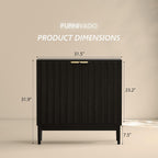 Fluted Cabinet with Storage, Buffet Cabinet Sideboard with 2 Doors, Black Buffet Storage Accent Cabinets with Adjustable Shelves for Living Room, Entry, Hallway, Kitchen