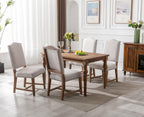 CIMOTA Mid Century Modern Dining Chairs Set of 6, Farmhouse Upholstered Dining Room Chairs Comfortable Kitchen Side Chairs with High Back/Natural Solid Wood Frame, Linen Beige