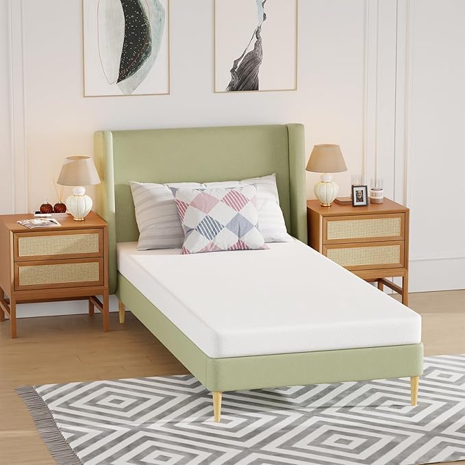 PayLessHere 5 Inch Gel Memory Foam Mattress Medium Firm Mattresses CertiPUR-US Certified Bed-in-a-Box Pressure Relieving Twin XL Size,Fiberglass Free，White