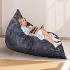 4 in 1 Giant Bean Bag Chair for Adults & Kids, 75” Beanbag Couch with High-Density Memory Foam Filling, Multifunctional Floor Sofa Lounger Suitable for Living Room Bedroom Apartment (Grey)