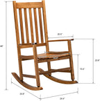 Rocking Chair Wooden Frame Chair Indoor and Outdoor,Outdoor Rocking Chair, Patio Wooden Rocking Chair with Smooth Armrests, High Back for Garden, Balcony, Porch, Supports Up to 352 lbs., Natural