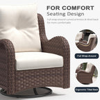 LayinSun 10 Pieces Outdoor Patio Furniture Set with Fire Pit Table, Rattan Wicker Sectional Swivel Rocker Chairs Sets with Ottomans, Swivel Glider Chairs and Coffee Table