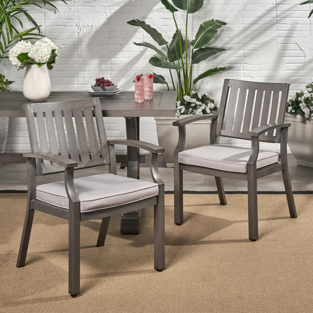 free-space Modern Courtyard Single Chair with seat Cushion, Rust-Proof Aluminum Balcony Casual Dining Chair