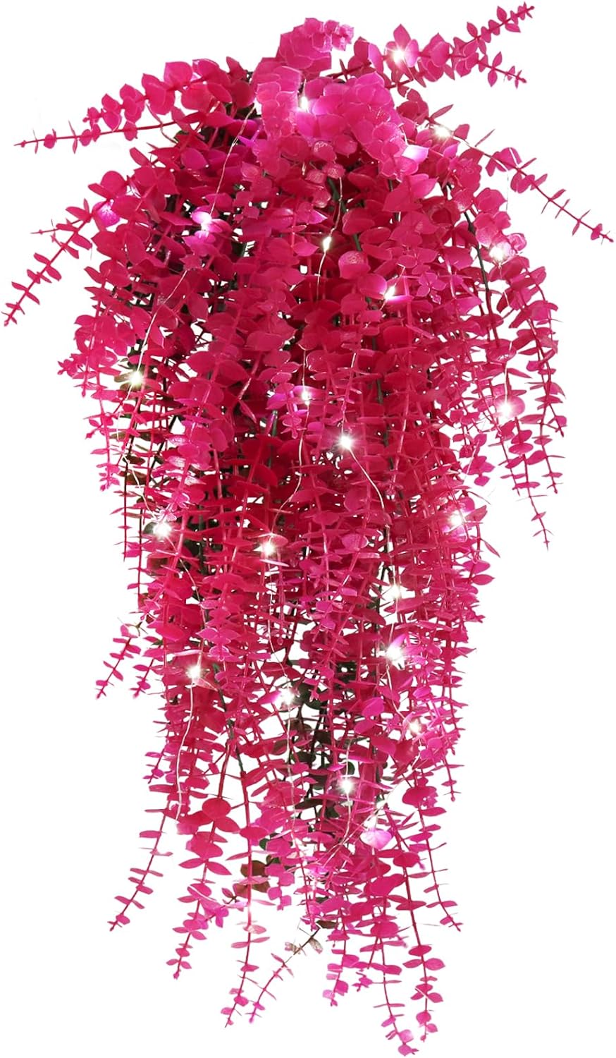 Hanging Geenery Faux Hanging Plants Outdoor Wall Decor Hanging Monkey Grass Artificial Hanging Plants Indoor Plastic Plants for Indoor Bedroom Wall Decoration Outdoor Porch Wedding Decor(Pure Fuchsia)