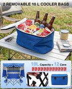 HOPERAN Double Camping Chair with Canopy, Heavy Duty 660lbs Double Beach Chair with Umbrella, Cooler & Cup Holder, Oversized Folding loveseat with Shade for Outside Sports, Beach, Lawn, Fishing