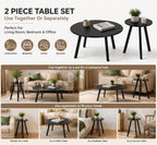 2-Piece Round Nesting Coffee & Side Table Set, Black Metal | Space-Saving Design, Non-Slip Foot Pads, Smooth Easy-Clean Top, Indoor & Outdoor Use, Sturdy Metal Frame