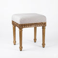 Vanity Stool, French Vintage Square Stool with Cushion, Round Tufted Upholstered for Living Room Dining Room Entryway, Makeup Foot Ottomans