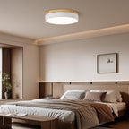 Led Flush Mount Ceiling Light: 11.8" Dimmable 5CCT Overhead Ceiling Lighting Fixture - Morden White Round Close to Ceil Lights - Flat Wood Minimalist Light Fixtures for Living Room Laundry Bedroom