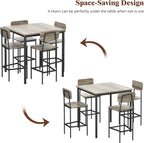 Kitchen Table and Chairs of 4, 5 Piece Dining Table Set | Sturdy Industrial Space Saving Dinette Set for Pub, Family Dinners, Apartment, Gray
