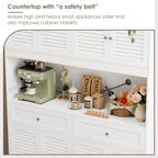 HIFIT 71“HX55“W Large Pantry Cabinet for Food Storage, Farmhouse Kitchen Hutch with Storage Drawers, Tall Kitchen Pantry Cabinet with Microwave Stand for Dining Living Room, White