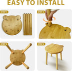 9.8 in Small Wooden Stool, Non-Slip Small Round Stool, Portable and Sturdy, Suitable for Footstools in Bedroom, Bathroom, Kitchen (L)