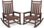 SERWALL Outdoor Rocking Chair Set of 2, HDPE Rocker for Adults, Brown | 21.1" Widened Seat adds Extra Comfort, Oversized Rocking Chair for Adults, All Weather Porch Rocker for Lawn Garden