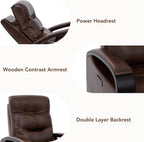 CHITA Genuine Leather Power Swivel Glider Rocker Recliner, Cognac Brown