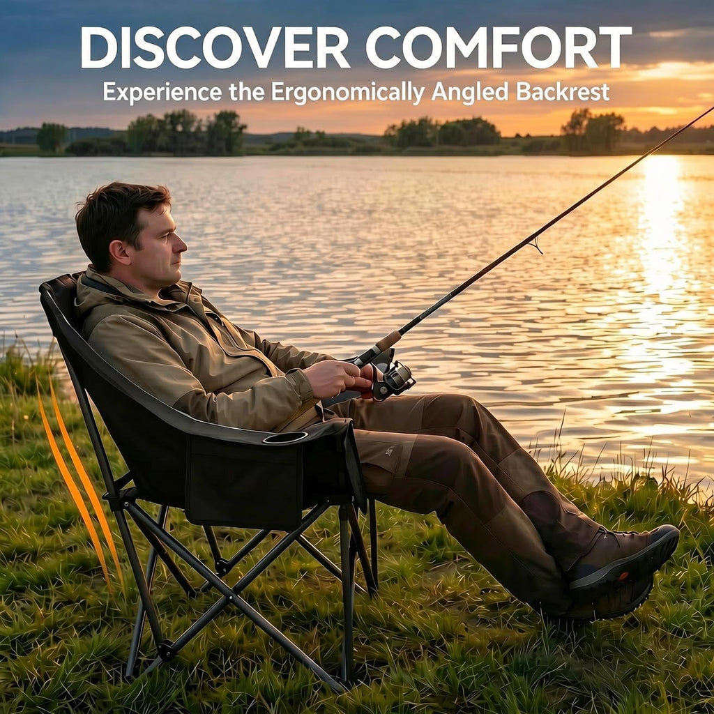 Oversized Heavy Duty Camping Chair for Adults, 500 lbs Capacity Padded Folding Chair with Side Cooler Bag, Cup Holder & Storage Pockets, Portable Lawn Chair for Fishing, Beach, Picnic & Sports-2PCS