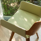 LUNLING Swivel Accent Faux Leather Dining Chairs, Mid Century Modern Chairs with Wooden Legs/Armrest/Upholstered Seat/Adjustable Foots for Kitchen Dining Room Desk Chairs,Green,1PCS