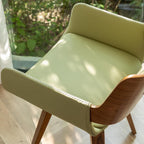 LUNLING Swivel Accent Faux Leather Dining Chairs Set of 2 Mid Century Modern Chairs with Wooden Legs/Armrest/Upholstered Seat/Adjustable Foots for Kitchen Dining Room Desk Chairs Green