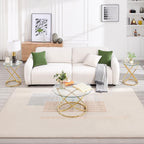 BECHAEO 19.7" Round Glass Gold Side Table with Gold-Plated Metal Ring-Shaped Frame for Living Room, Modern Round Glass End Table Nightstand for Bedroom, Small Side Table for Small Spaces