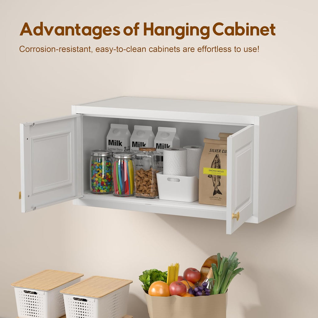 UNICOLY 15.74" H Wall Mounted Storage Cabinet, Kitchen Pantry Cabinet, Small Hanging Cabinet for Dining Room, Bathroom, Laundry Room Alacena para Cocina, Assembly Required, White