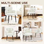 Accent Dining Chair with Arms,Set of 2 Modern Upholstered Side Chair with Soft Fabric Black Metal Legs, Comfy Spacious Seat & Back for Dining Room/Living Room/Bedroom, Beige