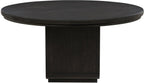 Coaster Home Furnishings - Leandro - Wood - Round Dining Table with Pedestal Base, Ash Veneer and Curved Edges - Dining Room & Kitchen - 60-Inch - Burnished Black - 115390