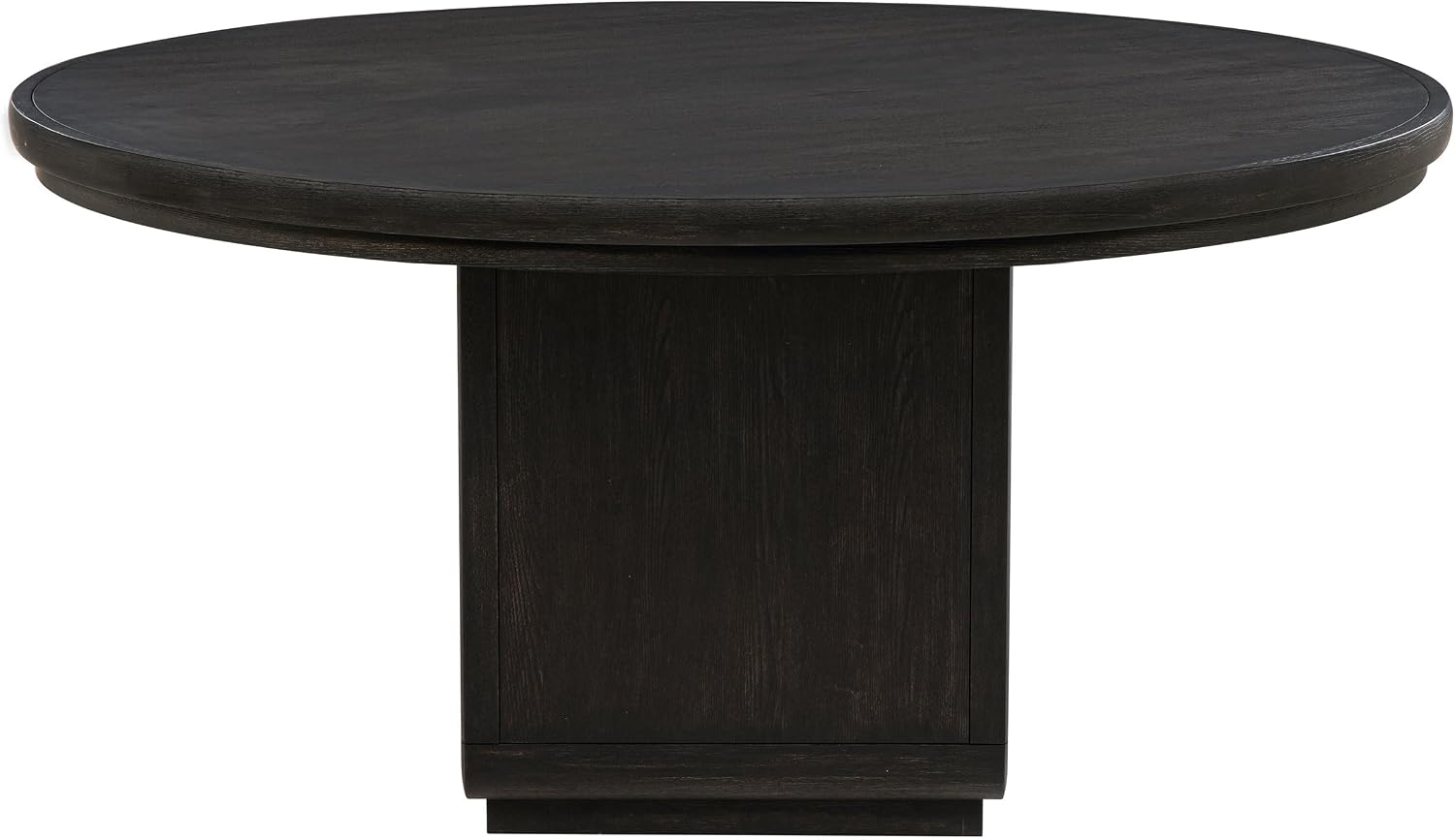Coaster Home Furnishings - Leandro - Wood - Round Dining Table with Pedestal Base, Ash Veneer and Curved Edges - Dining Room & Kitchen - 60-Inch - Burnished Black - 115390