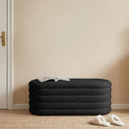 Furniliving Storage Ottoman Bench, 45'' Upholstered Boucle Ottoman with Storage, Aesthetic End of Bed Bench for Bedroom Living Room Entryway, Black