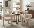 CIMOTA Modern Barrel Dining Chairs Set of 4, Linen Upholstered Accent Chairs with Arms/Open Back/Wood Legs, Designer Kitchen Chairs for Living/Reception/Dining Room, Beige