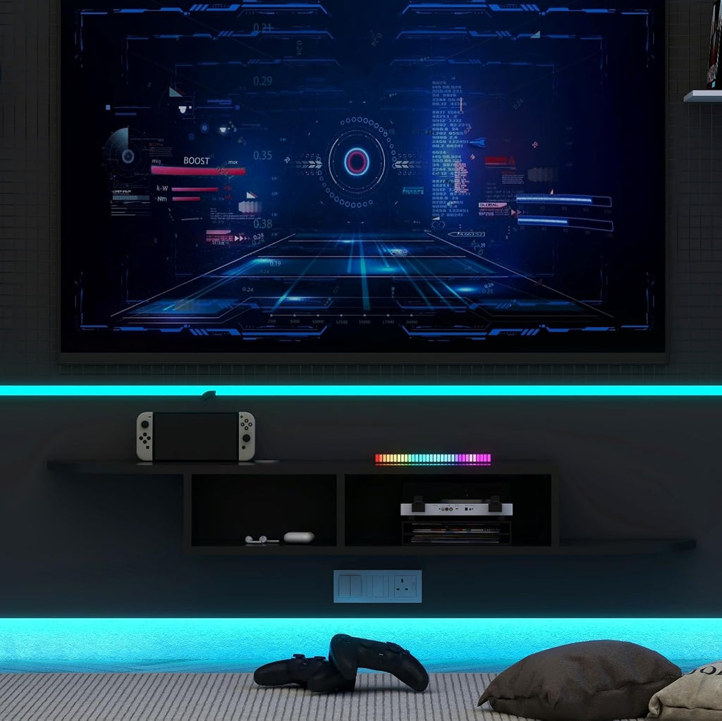 GHC Floating TV Stand, Wall Mounted Entertainment Center and Cabinet Shelf, TV Console with Storage, Media Console for DVD Player, Space-Saving Under TV Shelf for Bedroom, Living Room (Black)