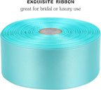 Lake Blue Solid Satin Ribbon 1-1/2 Inch 50 Yards Solid Polyester Fabric Ribbon for Gift Wrapping Wedding Christmas Baby Shower Birthday Party Decoration Handmade Immortal Flower Craft