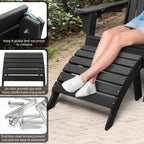 FUNBERRY Folding Adirondack Ottoman Set of 2, HDPE All Weather Outdoor Foot Rest, Easy Storage Patio Footstool, Ottomans and Footstools for Outside
