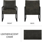 CANMOV Modern Accent Chair Set of 6, PU Leather Armchair with Metal Frame,Comfy Single Reading Chair with Soft Padded Backrest and Cushion for Living Room, Bedroom,Reading Room,Office,Dark Grey