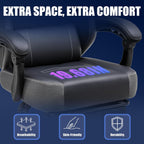 GTPLAYER Gaming Chair with Footrest, Ergonomic Office Chair 300lbs Capacity, Computer Desk Chair with Headrest and Lumbar Support, Linkage Armrests, 90-155° Recline, PU Leather Grey