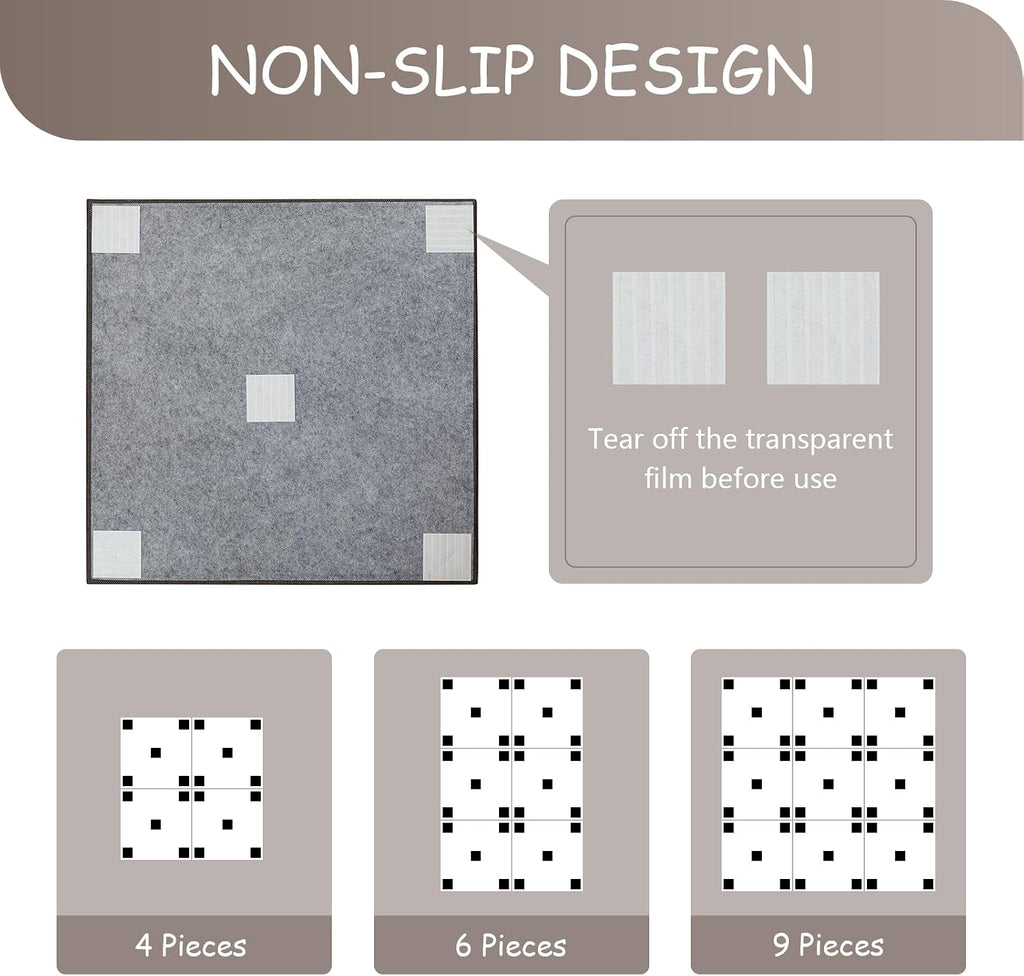 HAGiHARA PVC Tatami Mat, 4 Pieces Foldable Patchwork Floor Mats | Waterproof PVC Surface with Easy Cleaning and Foldable Design