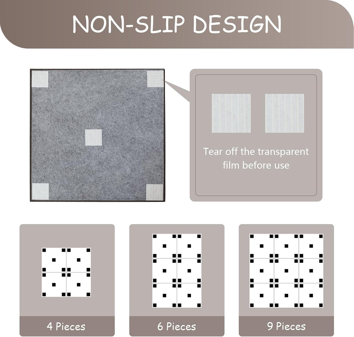 HAGiHARA PVC Tatami Mat, 4 Pieces Foldable Patchwork Floor Mats | Waterproof PVC Surface with Easy Cleaning and Foldable Design