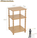 Fultyle End Table, Modern Side Table with 3 Tier Open Shelf, Small Table Bed Side Tables Bedroom for Small Spaces, Living Room and Office (Rustic Walnut)