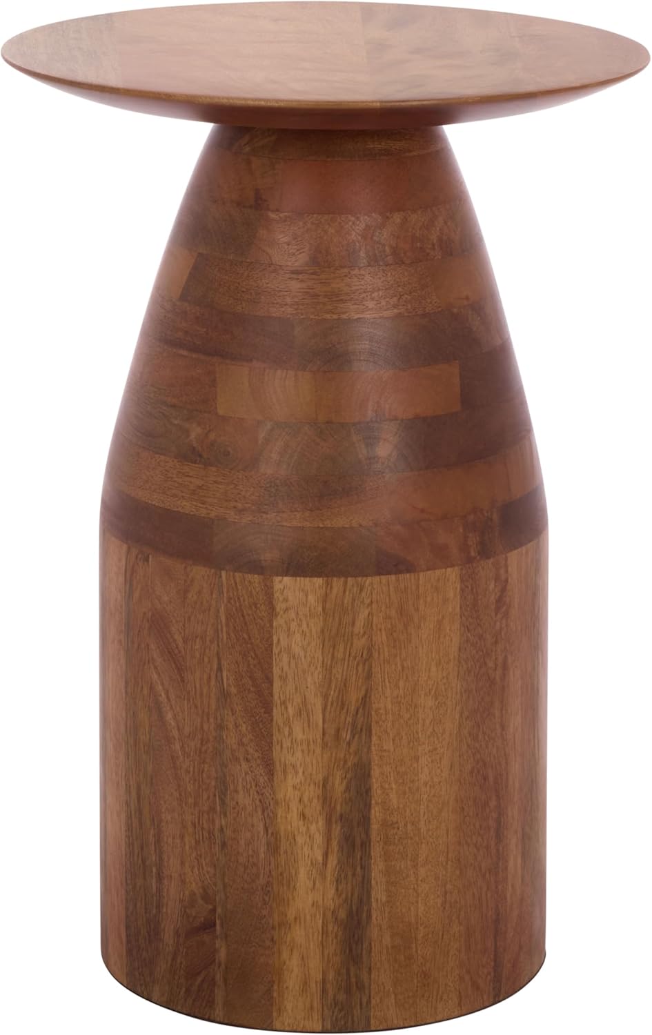 SAFAVIEH Home Collection - Karu Solid Wood Pedestal Accent Table in Walnut Brown Finish, Round Top Design, Fully Assembled (ACC3224A)